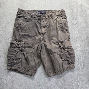 American Eagle Shorts Mens 33 Gray Cargo Longboard 11" Inseam Distressed Canvas